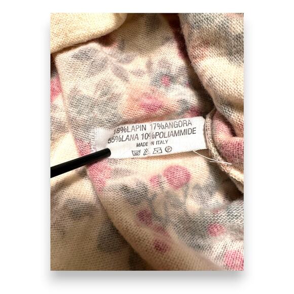 Vintage Italian Angora Wool Floral Cardigan Size Medium/Large - Picture 8 of 9